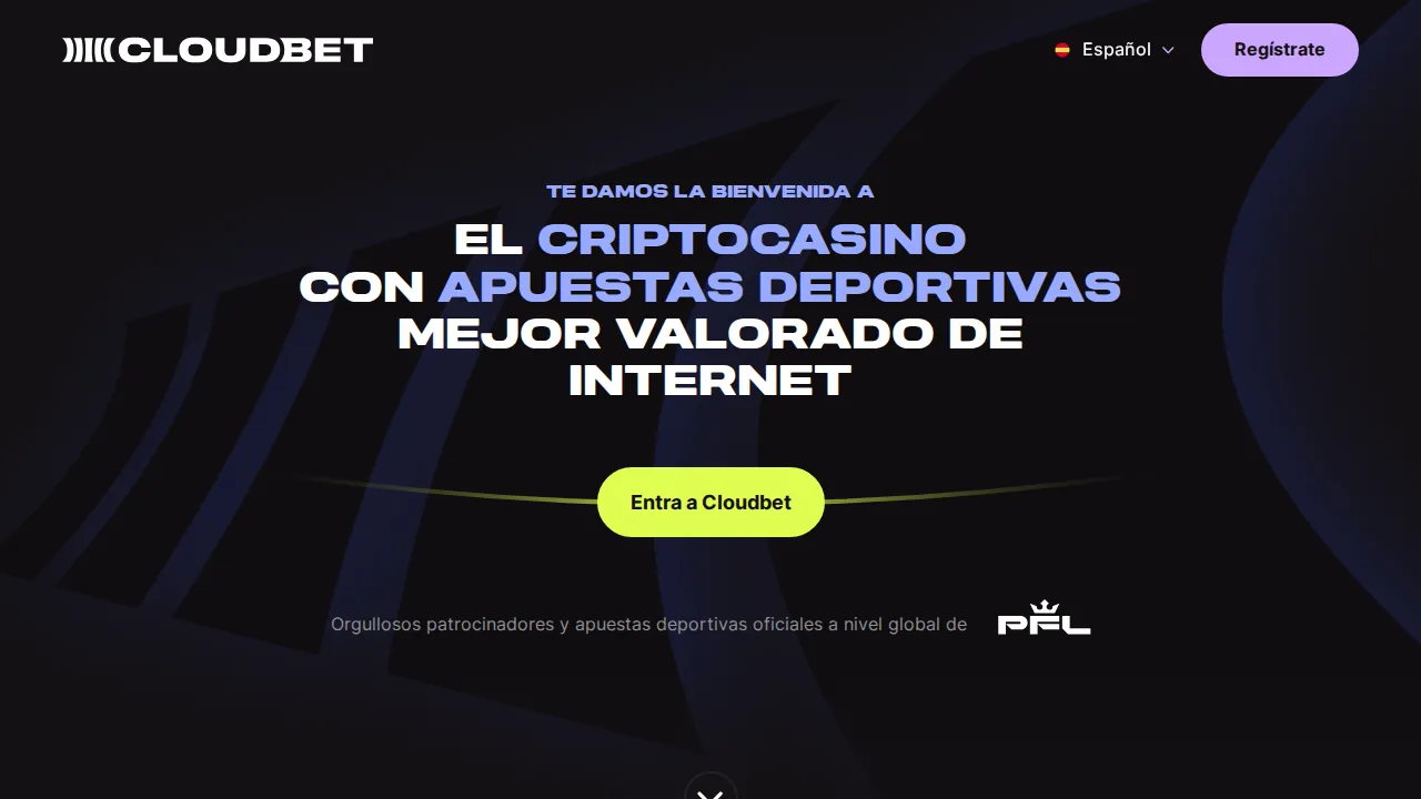 Captura del sitio de Cloudbet