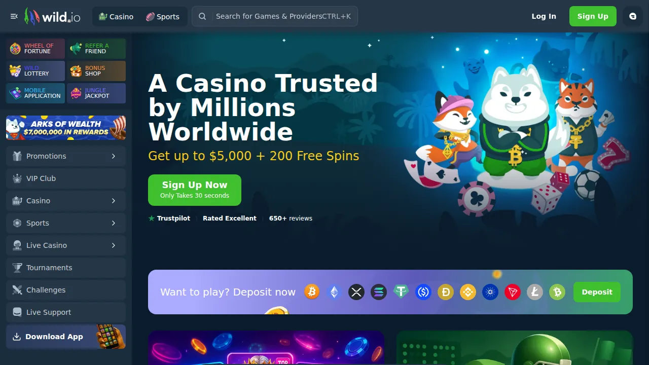 Captura del sitio de Wild.io